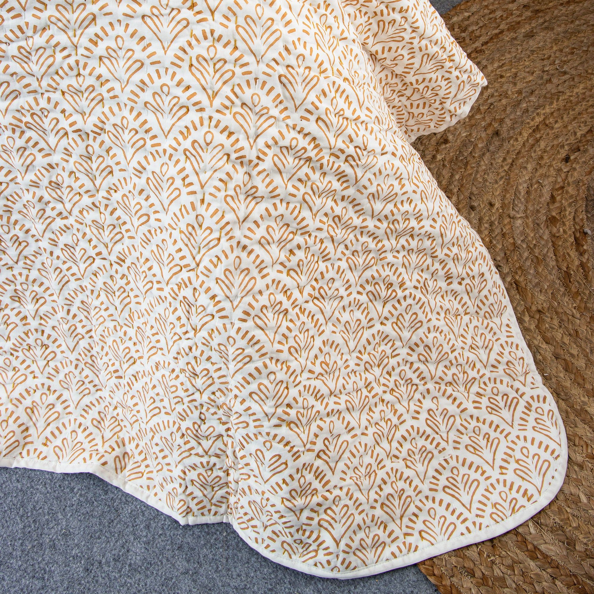 Voile Cotton Block Print Kantha Quilt
